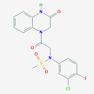 molecular formula C17H15ClFN3O4S B5589831 N-(3-chloro-4-fluorophenyl)-N-[2-oxo-2-(3-oxo-3,4-dihydro-1(2H)-quinoxalinyl)ethyl]methanesulfonamide 