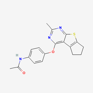 molecular formula C18H17N3O2S B5589838 N-{4-[(2-methyl-6,7-dihydro-5H-cyclopenta[4,5]thieno[2,3-d]pyrimidin-4-yl)oxy]phenyl}acetamide 