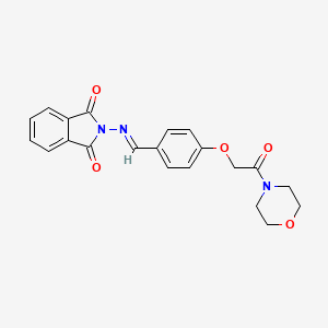 molecular formula C21H19N3O5 B5589898 2-({4-[2-(4-morpholinyl)-2-oxoethoxy]benzylidene}amino)-1H-isoindole-1,3(2H)-dione 