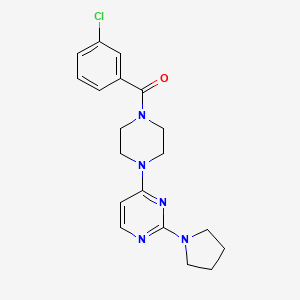 molecular formula C19H22ClN5O B5589929 4-[4-(3-chlorobenzoyl)-1-piperazinyl]-2-(1-pyrrolidinyl)pyrimidine 