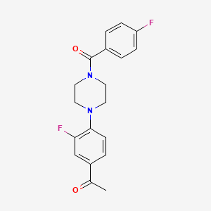 molecular formula C19H18F2N2O2 B5589931 1-{3-fluoro-4-[4-(4-fluorobenzoyl)-1-piperazinyl]phenyl}ethanone 