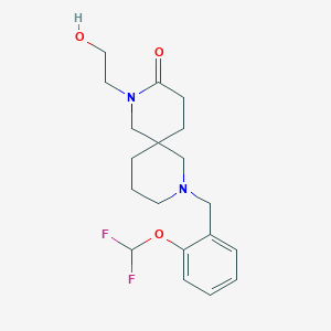 molecular formula C19H26F2N2O3 B5589962 8-[2-(difluoromethoxy)benzyl]-2-(2-hydroxyethyl)-2,8-diazaspiro[5.5]undecan-3-one 