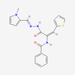 molecular formula C20H18N4O2S B5590121 N-[1-({2-[(1-methyl-1H-pyrrol-2-yl)methylene]hydrazino}carbonyl)-2-(2-thienyl)vinyl]benzamide 