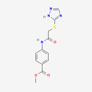 molecular formula C12H12N4O3S B5590176 methyl 4-{[(1H-1,2,4-triazol-5-ylthio)acetyl]amino}benzoate 