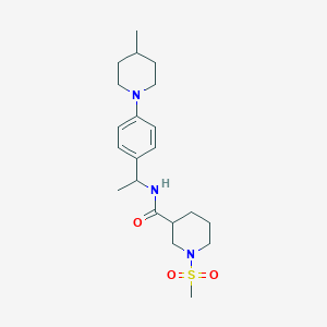 molecular formula C21H33N3O3S B5590271 N-{1-[4-(4-methyl-1-piperidinyl)phenyl]ethyl}-1-(methylsulfonyl)-3-piperidinecarboxamide 