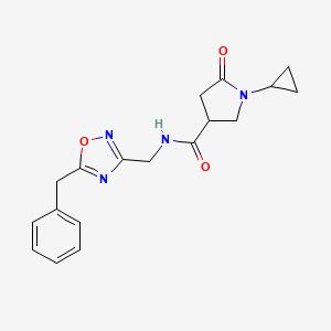 N-[(5-benzyl-1,2,4-oxadiazol-3-yl)methyl]-1-cyclopropyl-5-oxo-3-pyrrolidinecarboxamide