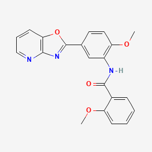 molecular formula C21H17N3O4 B5590309 2-methoxy-N-(2-methoxy-5-[1,3]oxazolo[4,5-b]pyridin-2-ylphenyl)benzamide 