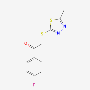 molecular formula C11H9FN2OS2 B5590383 1-(4-fluorophenyl)-2-[(5-methyl-1,3,4-thiadiazol-2-yl)thio]ethanone 