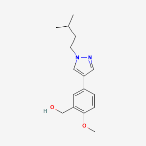 {2-methoxy-5-[1-(3-methylbutyl)-1H-pyrazol-4-yl]phenyl}methanol