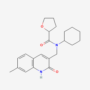 molecular formula C22H28N2O3 B5590602 N-cyclohexyl-N-[(2-hydroxy-7-methyl-3-quinolinyl)methyl]tetrahydro-2-furancarboxamide 