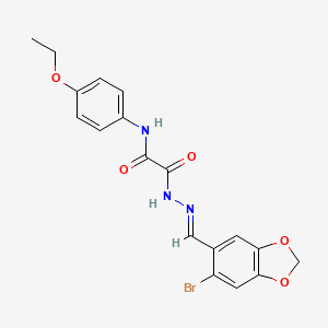 molecular formula C18H16BrN3O5 B5590649 2-{2-[(6-bromo-1,3-benzodioxol-5-yl)methylene]hydrazino}-N-(4-ethoxyphenyl)-2-oxoacetamide 