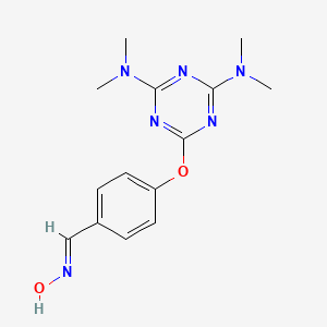 molecular formula C14H18N6O2 B5590696 4-{[4,6-bis(dimethylamino)-1,3,5-triazin-2-yl]oxy}benzaldehyde oxime 