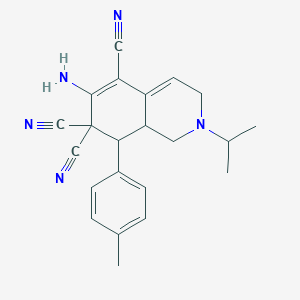 molecular formula C22H23N5 B5590709 6-amino-2-isopropyl-8-(4-methylphenyl)-2,3,8,8a-tetrahydroisoquinoline-5,7,7(1H)-tricarbonitrile 