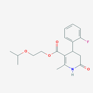 molecular formula C18H22FNO4 B5590715 2-isopropoxyethyl 4-(2-fluorophenyl)-2-methyl-6-oxo-1,4,5,6-tetrahydro-3-pyridinecarboxylate 