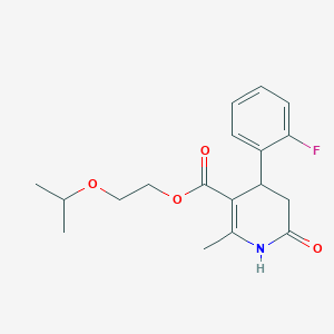 molecular formula C18H22FNO4 B5590715 2-异丙氧基乙基4-(2-氟苯基)-2-甲基-6-氧代-1,4,5,6-四氢-3-吡啶甲酸酯 