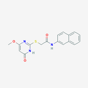 molecular formula C17H15N3O3S B5590735 2-[(4-methoxy-6-oxo-1,6-dihydro-2-pyrimidinyl)thio]-N-2-naphthylacetamide 