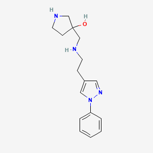 molecular formula C16H22N4O B5590791 3-({[2-(1-phenyl-1H-pyrazol-4-yl)ethyl]amino}methyl)-3-pyrrolidinol dihydrochloride 