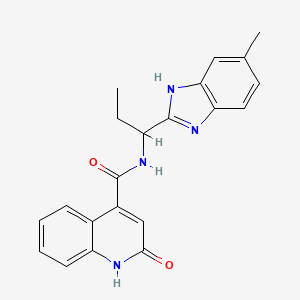 molecular formula C21H20N4O2 B5590817 N-[1-(5-methyl-1H-benzimidazol-2-yl)propyl]-2-oxo-1,2-dihydro-4-quinolinecarboxamide 