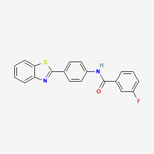 molecular formula C20H13FN2OS B5590841 N-[4-(1,3-benzothiazol-2-yl)phenyl]-3-fluorobenzamide 