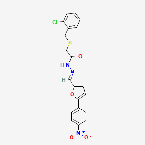 molecular formula C20H16ClN3O4S B5590849 2-[(2-chlorobenzyl)thio]-N'-{[5-(4-nitrophenyl)-2-furyl]methylene}acetohydrazide 