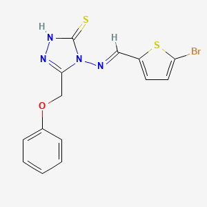 molecular formula C14H11BrN4OS2 B5590875 4-{[(5-溴-2-噻吩基)亚甲基]氨基}-5-(苯氧甲基)-4H-1,2,4-三唑-3-硫醇 
