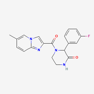 molecular formula C19H17FN4O2 B5590890 3-(3-fluorophenyl)-4-[(6-methylimidazo[1,2-a]pyridin-2-yl)carbonyl]-2-piperazinone 