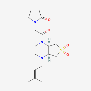 molecular formula C17H27N3O4S B5590945 1-{2-[(4aS*,7aR*)-4-(3-甲基-2-丁烯-1-基)-6,6-二氧化六氢噻吩并[3,4-b]吡嗪-1(2H)-基]-2-氧代乙基}-2-吡咯烷酮 