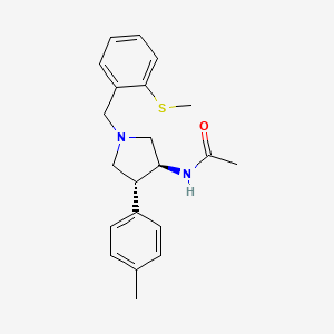 molecular formula C21H26N2OS B5590978 N-{(3S*,4R*)-4-(4-methylphenyl)-1-[2-(methylthio)benzyl]-3-pyrrolidinyl}acetamide 
