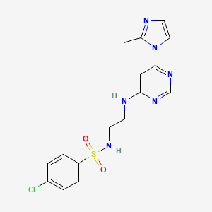 molecular formula C16H17ClN6O2S B5590990 4-chloro-N-(2-{[6-(2-methyl-1H-imidazol-1-yl)-4-pyrimidinyl]amino}ethyl)benzenesulfonamide 