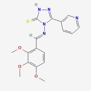 molecular formula C17H17N5O3S B5591003 5-(3-pyridinyl)-4-[(2,3,4-trimethoxybenzylidene)amino]-4H-1,2,4-triazole-3-thiol 