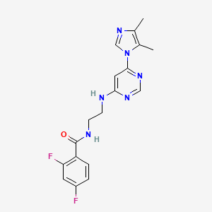 molecular formula C18H18F2N6O B5591015 N-(2-{[6-(4,5-dimethyl-1H-imidazol-1-yl)-4-pyrimidinyl]amino}ethyl)-2,4-difluorobenzamide 