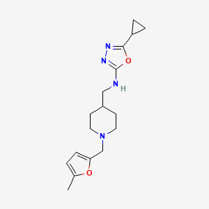 molecular formula C17H24N4O2 B5591038 5-环丙基-N-({1-[(5-甲基-2-呋喃基)甲基]哌啶-4-基}甲基)-1,3,4-恶二唑-2-胺 