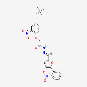 molecular formula C27H30N4O7 B5591044 N'-{[5-(2-硝基苯基)-2-呋喃基]亚甲基}-2-[2-硝基-4-(1,1,3,3-四甲基丁基)苯氧基]乙酰肼 