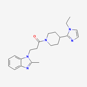 molecular formula C21H27N5O B5591056 1-{3-[4-(1-ethyl-1H-imidazol-2-yl)-1-piperidinyl]-3-oxopropyl}-2-methyl-1H-benzimidazole 