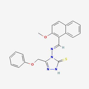 molecular formula C21H18N4O2S B5591063 4-{[(2-methoxy-1-naphthyl)methylene]amino}-5-(phenoxymethyl)-4H-1,2,4-triazole-3-thiol 