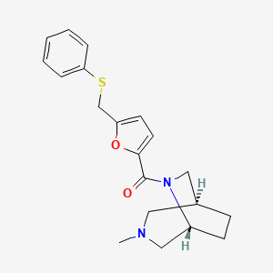 molecular formula C20H24N2O2S B5591089 (1S*,5R*)-3-methyl-6-{5-[(phenylthio)methyl]-2-furoyl}-3,6-diazabicyclo[3.2.2]nonane 