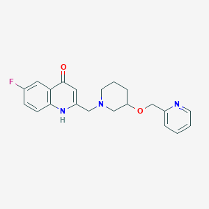 molecular formula C21H22FN3O2 B5591111 6-fluoro-2-{[3-(pyridin-2-ylmethoxy)piperidin-1-yl]methyl}quinolin-4-ol 