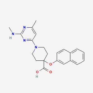 molecular formula C22H24N4O3 B5591113 1-[6-methyl-2-(methylamino)pyrimidin-4-yl]-4-(2-naphthyloxy)piperidine-4-carboxylic acid 