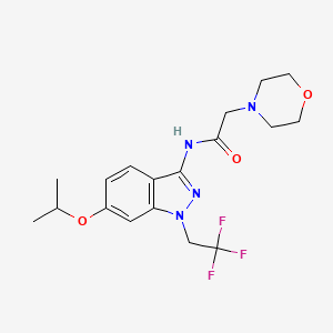 molecular formula C18H23F3N4O3 B5591120 N-[6-isopropoxy-1-(2,2,2-trifluoroethyl)-1H-indazol-3-yl]-2-morpholin-4-ylacetamide 