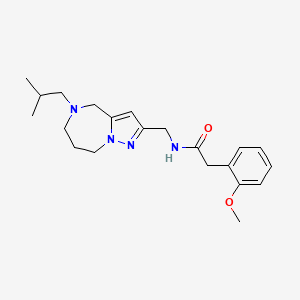 molecular formula C21H30N4O2 B5591135 N-[(5-isobutyl-5,6,7,8-tetrahydro-4H-pyrazolo[1,5-a][1,4]diazepin-2-yl)methyl]-2-(2-methoxyphenyl)acetamide 