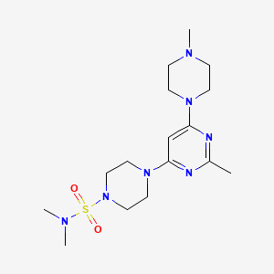 molecular formula C16H29N7O2S B5591143 N,N-dimethyl-4-[2-methyl-6-(4-methyl-1-piperazinyl)-4-pyrimidinyl]-1-piperazinesulfonamide 