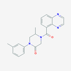 molecular formula C21H20N4O2 B5591146 5-methyl-1-(3-methylphenyl)-4-(5-quinoxalinylcarbonyl)-2-piperazinone 