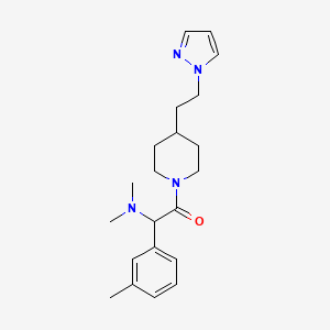 molecular formula C21H30N4O B5591178 N,N-dimethyl-1-(3-methylphenyl)-2-oxo-2-{4-[2-(1H-pyrazol-1-yl)ethyl]-1-piperidinyl}ethanamine 