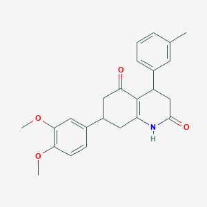 molecular formula C24H25NO4 B5591184 7-(3,4-dimethoxyphenyl)-4-(3-methylphenyl)-4,6,7,8-tetrahydro-2,5(1H,3H)-quinolinedione 