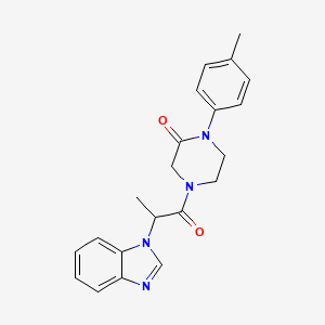 molecular formula C21H22N4O2 B5591230 4-[2-(1H-benzimidazol-1-yl)propanoyl]-1-(4-methylphenyl)-2-piperazinone 