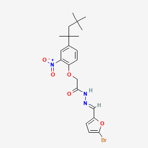 molecular formula C21H26BrN3O5 B5591250 N'-[(5-bromo-2-furyl)methylene]-2-[2-nitro-4-(1,1,3,3-tetramethylbutyl)phenoxy]acetohydrazide 