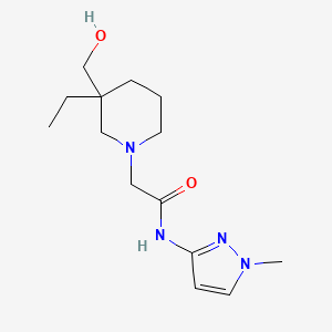 molecular formula C14H24N4O2 B5591284 2-[3-ethyl-3-(hydroxymethyl)piperidin-1-yl]-N-(1-methyl-1H-pyrazol-3-yl)acetamide 