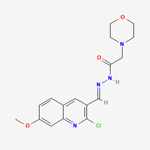 molecular formula C17H19ClN4O3 B5591336 N'-[(2-chloro-7-methoxy-3-quinolinyl)methylene]-2-(4-morpholinyl)acetohydrazide 