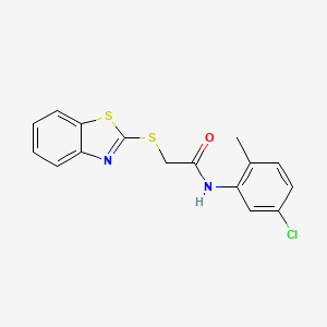 molecular formula C16H13ClN2OS2 B5591424 2-(1,3-benzothiazol-2-ylthio)-N-(5-chloro-2-methylphenyl)acetamide 