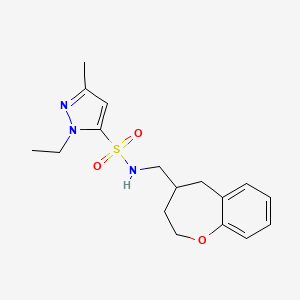 molecular formula C17H23N3O3S B5591450 1-ethyl-3-methyl-N-(2,3,4,5-tetrahydro-1-benzoxepin-4-ylmethyl)-1H-pyrazole-5-sulfonamide 